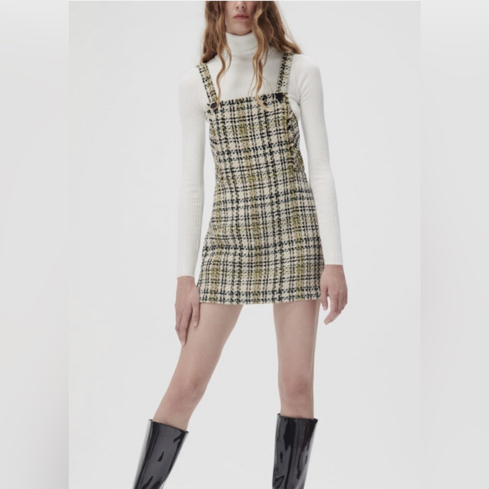 ZARA Plaid Pinafore Mini Dress